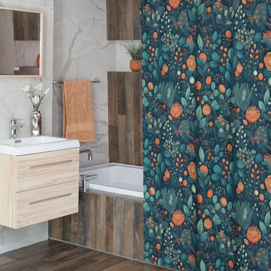 北欧の植物と花 シャワーカーテン