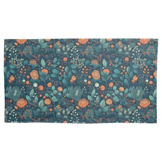 北欧の植物と花 枕カバー (正面左)