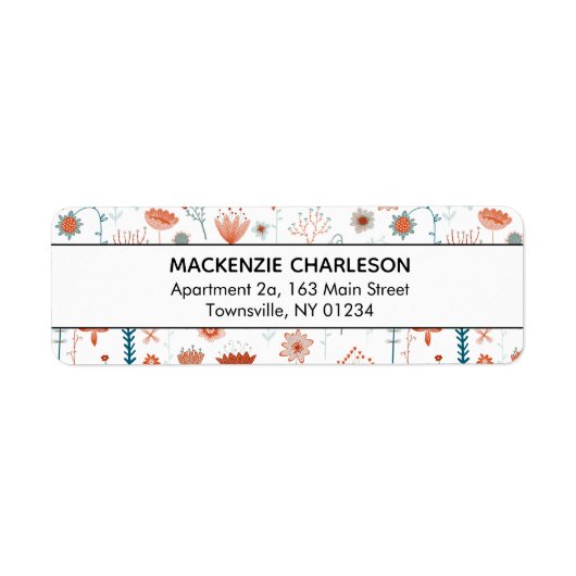 北欧の植物花の住所 ラベル (正面)