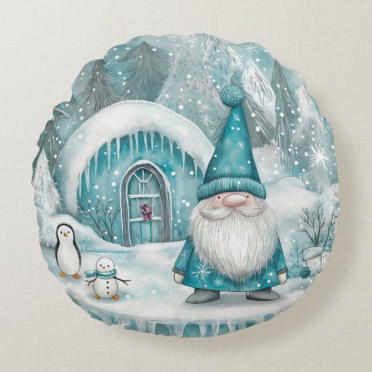 北欧の民俗学クリスマス格言サンタクラシック ラウンドクッション (正面)