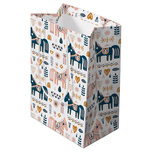 北欧の民俗馬 ミディアムペーパーバッグ (裏面アングル)