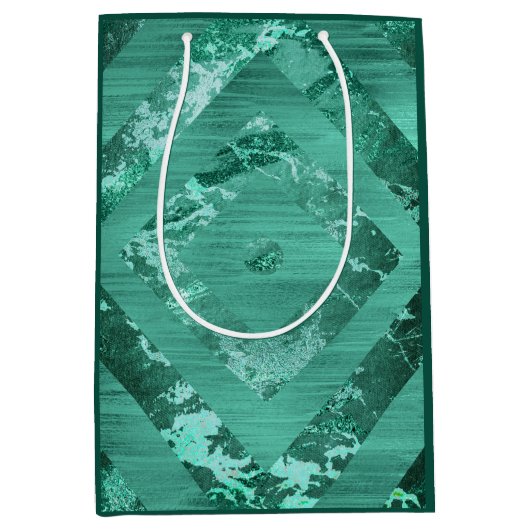 北欧の溶融翡翠 |抽象芸術緑 ミディアムペーパーバッグ (正面)