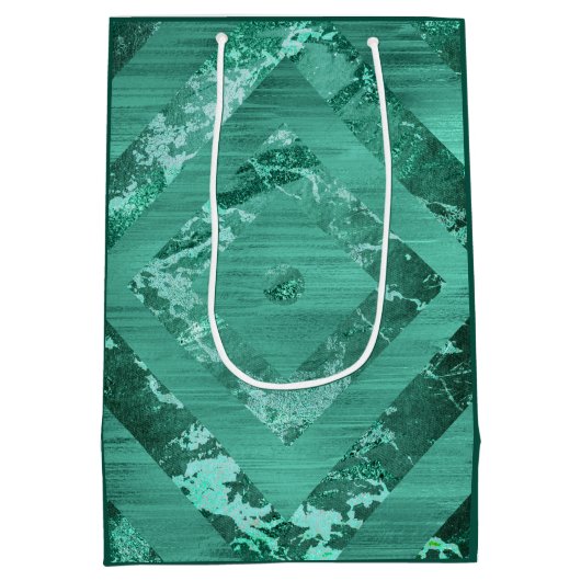 北欧の溶融翡翠 |抽象芸術緑 ミディアムペーパーバッグ (裏面)
