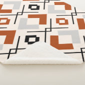 北欧の焼けオレンジ色の灰色とベージュの幾何学的 シェルパブランケット (3/4)