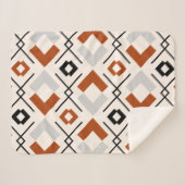 北欧の焼けオレンジ色の灰色とベージュの幾何学的 シェルパブランケット (正面(横))