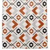 北欧の焼けオレンジ色の灰色とベージュの幾何学的 シャワーカーテン (正面)