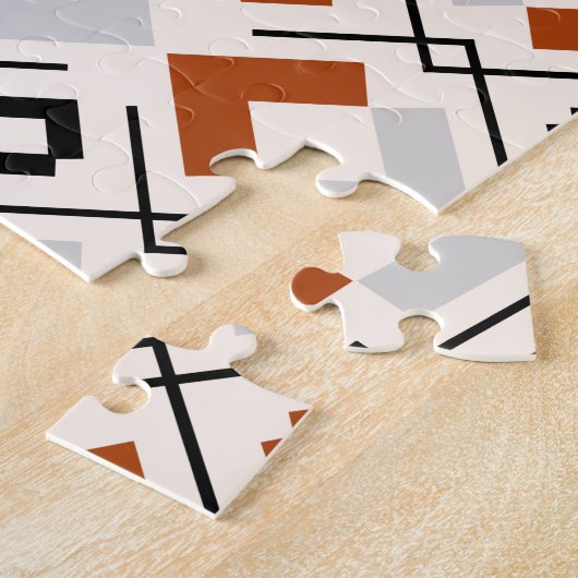 北欧の焼けオレンジ色の灰色とベージュの幾何学的 ジグソーパズル (側面)