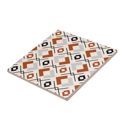 北欧の焼けオレンジ色の灰色とベージュの幾何学的 タイル (側面)