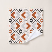 北欧の焼けオレンジ色の灰色とベージュの幾何学的 バスタオルセット (ウォッシュタオル)