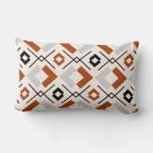 北欧の焼けオレンジ色の灰色とベージュの幾何学的 ランバークッション (裏面)