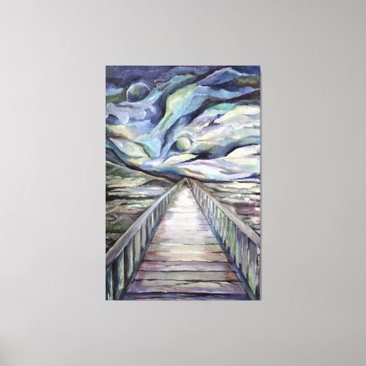 北欧の牧歌的な寒い冬の夜の満月 キャンバスプリント (正面)