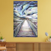 北欧の牧歌的な寒い冬の夜の満月 キャンバスプリント (インサイチュ (リビング))