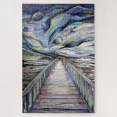 北欧の牧歌的な寒い冬の夜の満月 ジグソーパズル (縦)