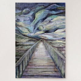 北欧の牧歌的な寒い冬の夜の満月 ジグソーパズル