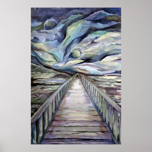 北欧の牧歌的な寒い冬の夜の満月 ポスター (正面)