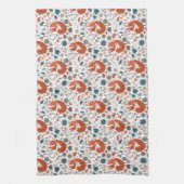 北欧の眠れるキツネ模様 キッチンタオル (縦)