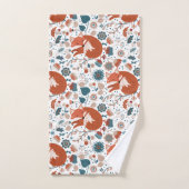 北欧の眠れるキツネ模様 バスタオルセット (ハンドタオル)