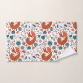 北欧の眠れるキツネ模様 バスタオルセット (ハンドタオル)