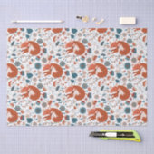 北欧の眠れるキツネ模様 薄葉紙 (クラフト)