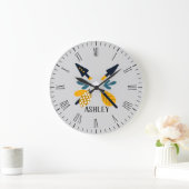 北欧の矢パーソナライズされた印 ラージ壁時計 (ホーム)