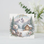 北欧の自然の中で3匹のかわいいクマ シーズンカード (スタンド正面)