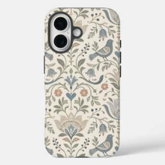 北欧の花と鳥のスカンジナビアンフラワー iPhone 16ケース