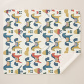 北欧の芸術インスパイアによる馬のパターン。 シェルパブランケット (正面(横))