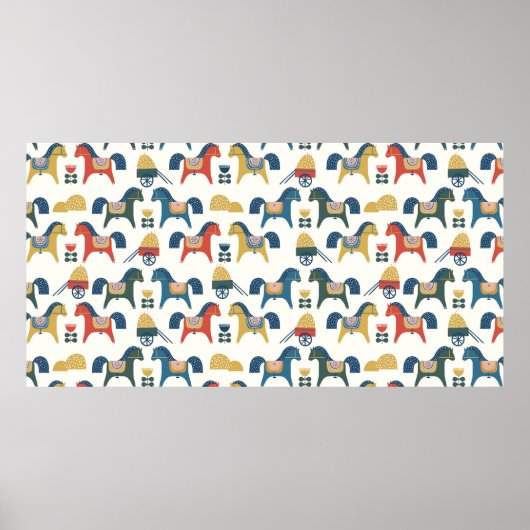 北欧の芸術インスパイアによる馬のパターン。 ポスター (正面)