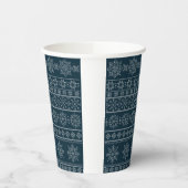 北欧の醜いセーター編み物青いクリスマス雪 紙コップ (左)