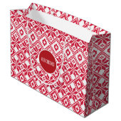 北欧の雪の結晶パターンカスタムネームクリスマス ラージペーパーバッグ (裏面アングル)