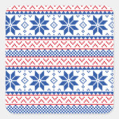 北欧の雪片クリスマスパターン スクエアシール (正面)