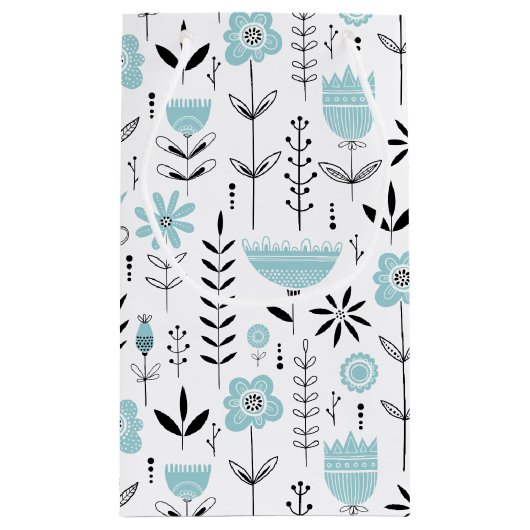 北欧の青い花の模様 スモールペーパーバッグ (裏面)