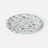 北欧の青い花の模様 ペーパープレート (アングル)