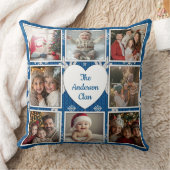北欧の青と白の家族の写真コラージュ クッション (ブランケット)
