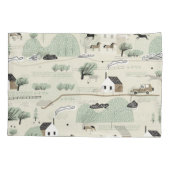 北欧の風景：家カラフル木模様 枕カバー (裏面)