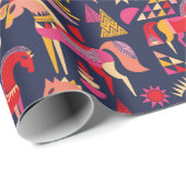 北欧の馬のパターンのシームレスなデザイン。デコール ラッピングペーパー (ロールコーナー)