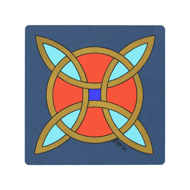 北欧の魔女の結び目からの保護 メタルプリント (正面)