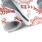 北欧の鳥と万華鏡のように千変万化するパターンパターン ラッピングペーパー (ロールコーナー)