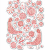 北欧の鳥花赤と白 シール (正面)