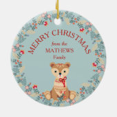 北欧の鹿とクマのリースクリスマス セラミックオーナメント (裏面)