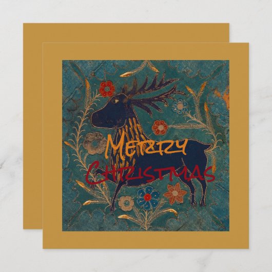 北欧の鹿のクリスマス シーズンカード (正面/裏面)