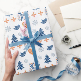 北欧の鹿のクリスマス ラッピングペーパー