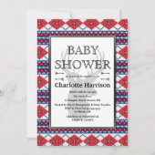 北欧アーガイルニットパターン冬のベイビーシャワー 招待状 (正面)