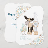 北欧インスパイアのクリスマスカード。Hygge編集可能 (正面/裏面)