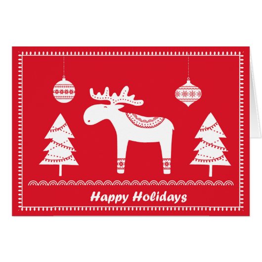 北欧インスパイアのホリデーカード。編集可能 (正面横)