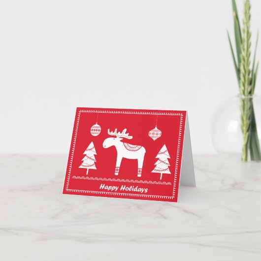 北欧インスパイアのホリデーカード。編集可能 カード (正面)