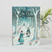 北欧インスパイア冬ワンダーランド。編集可能 招待状 (スタンド正面)