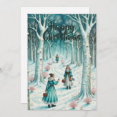 北欧インスパイア冬ワンダーランド。編集可能 招待状 (正面/裏面)