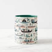 北欧インスパイア船をテーマにしたセラミック製マグ ツートーンマグカップ (中央)