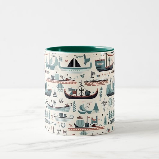 北欧インスパイア船をテーマにしたセラミック製マグ ツートーンマグカップ (中央)